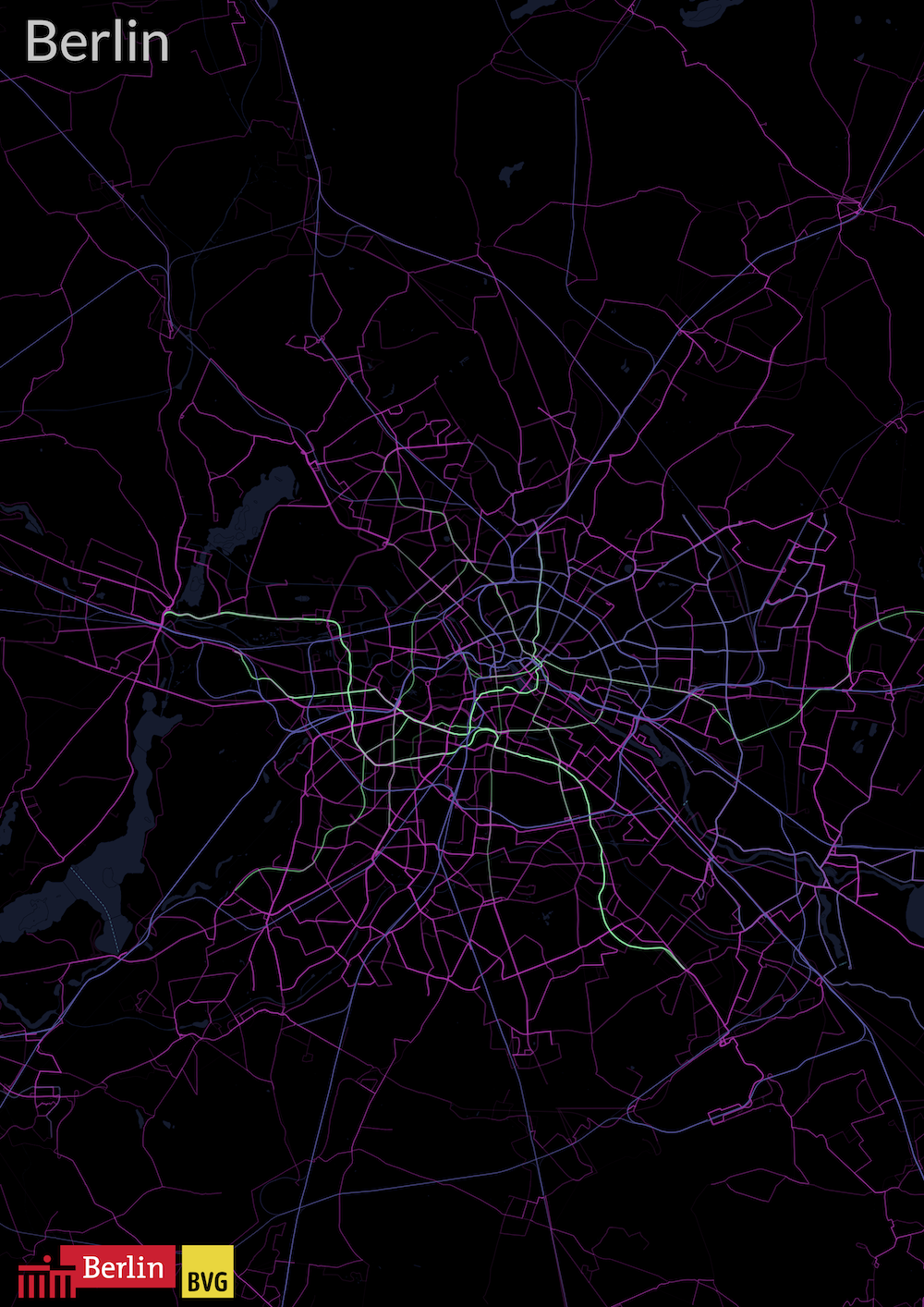 Berlin public transport frequency poster
